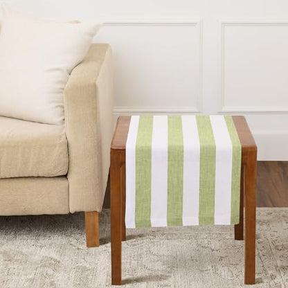 Solino Home 100% Pure Linen Table Runner, 14 x 36 in, Green, Cabana