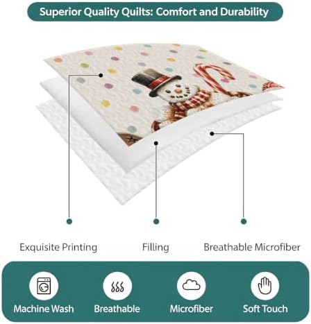 Christmas Quilt Set Twin Size 3 Pieces Quilted Bedspread Soft