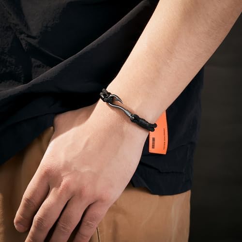 Black Fishing Bracelet Gifts for Men Cool Fishing Accessories Stuff