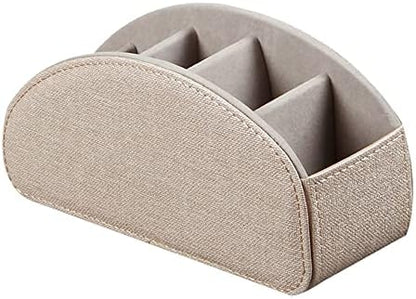 Leather TV Remote Control Holder with 5 Compartments Remote Caddy