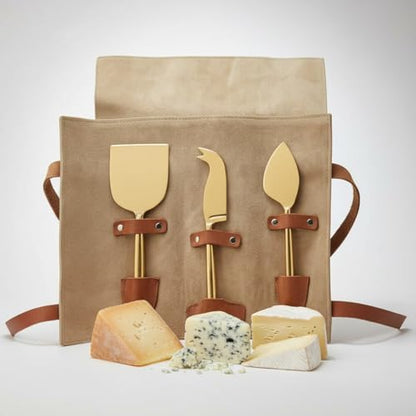 Cheese Knife Set for Charcuterie Board – 3-Piece Gold Stainless Steel