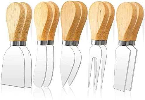 10 Pcs Cheese Knives, Wooden Handle Cheese Knife Set for Charcuterie