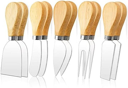 10 Pcs Cheese Knives, Wooden Handle Cheese Knife Set for Charcuterie