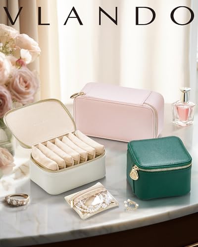 VLANDO Travel Jewelry Organizer with 6 Clear Velvet Zipper