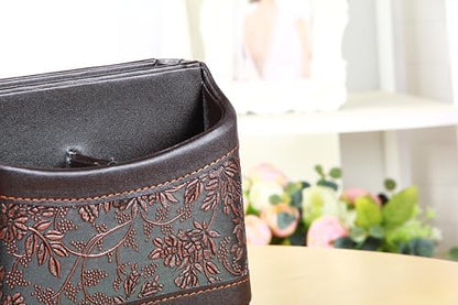 PU Leather Remote Control Organizer with 360° Spinning Design,Desk