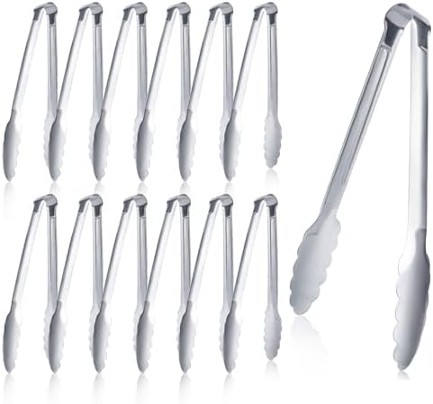 12 Pack Buffet Tongs Serving Tongs Stainless steel Kitchen Tongs 7inch