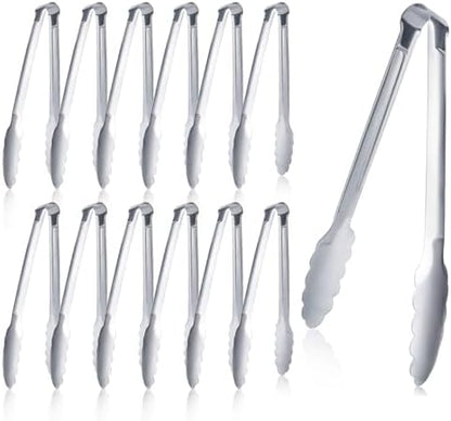 12 Pack Buffet Tongs Serving Tongs Stainless steel Kitchen Tongs 7inch