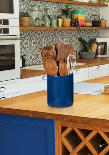 Nucookery Ceramic Kitchen Utensil Holder for Countertop, 6.4" Royal