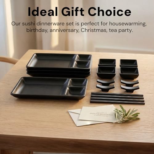 Pumtus 16 Piece Japanese Sushi Plate Set, Melamine Sushi Serving Set
