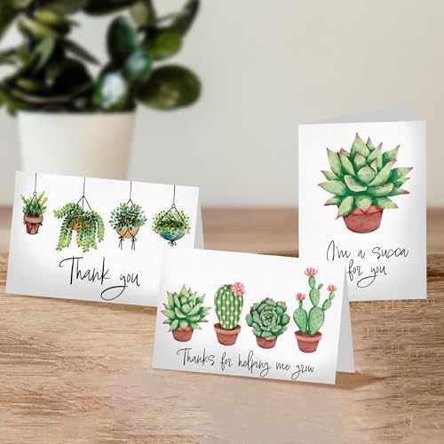 Pro Supply Global 24 Count of 4x6 Pre-Folded Succulent Thank You Cards