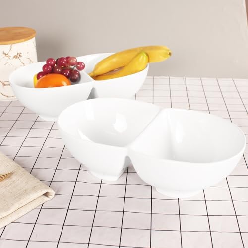 Creative Home Chip and Dip Bowl Set, Ceramic Divider Bowl, Plate