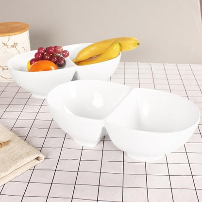 Creative Home Chip and Dip Bowl Set, Ceramic Divider Bowl, Plate