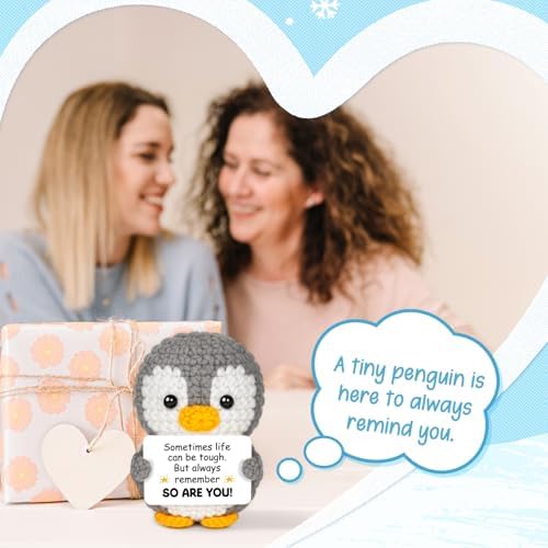 Positive Emotional Support Crochet Penguin Gift - Get Well Gifts for