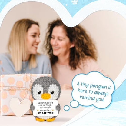 Positive Emotional Support Crochet Penguin Gift - Get Well Gifts for