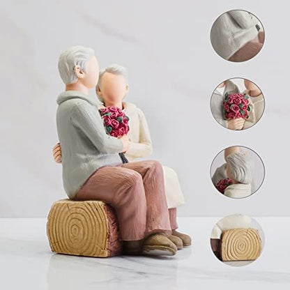 Rose Couple Home Decor Figurine, Romantic Loving Sculpted Hand Painted