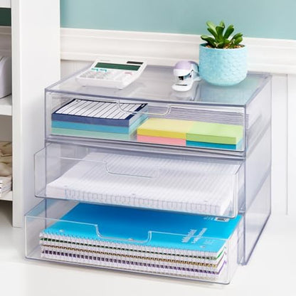 STORi STAX Plastic Stackable Organizer Drawers (Set of 2) Clear
