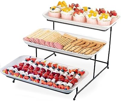 DELLING 3 Tier Serving Tray Set 16 Inch, Large Porcelain Tiered