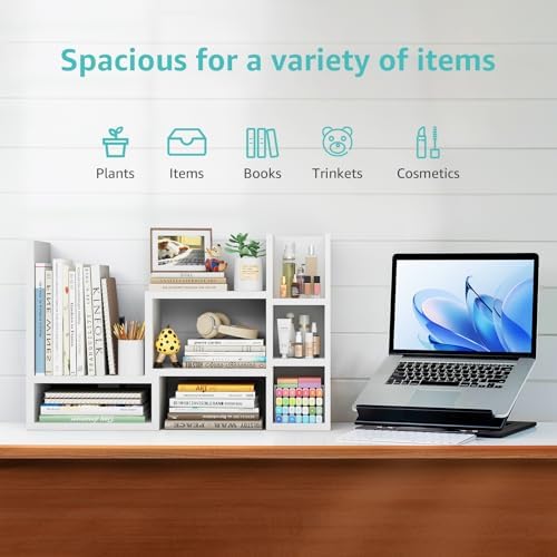 NUTIKAS Desk Shelves Desktop Organizer Shelf - White Office