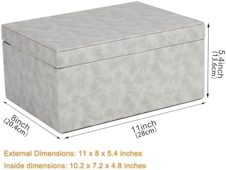 HofferRuffer Faux Leather Decorative Box, Large Wooden Structure