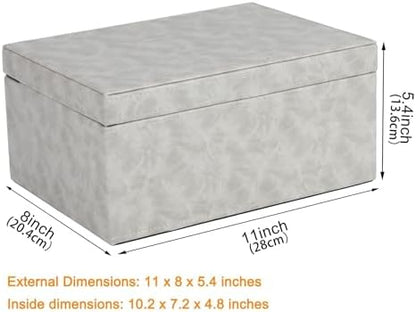 HofferRuffer Faux Leather Decorative Box, Large Wooden Structure