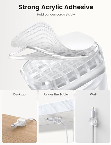 Lamicall 6 Pack Cord Organizer, Office Desk Accessories, Clear Cable