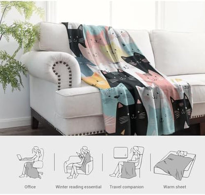 Jekeno Cat Throw Blanket Gifts for Kids Teen Adult 50"x60"