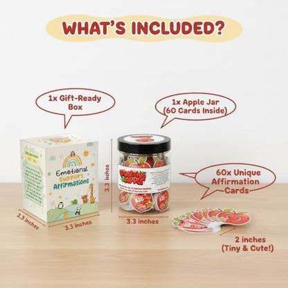Positive Apple Jar with 60 Daily Affirmation Cards, Emotional Support