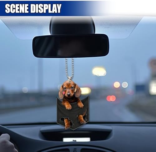 Dachshund Car Rearview Mirror Charm, Cute Pendant for Women