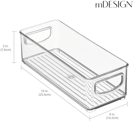 mDesign Small Plastic Office Storage Container Bins with Handles for