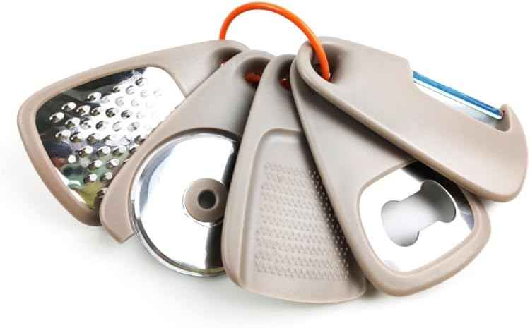 Kitchen Gadgets Set 5 Pieces, Space Saving Cooking Tools Kitchen Accessories-Garlic/Ginger Grinder, Cheese Grater, Vegetable/Fruit Peeler, Pizza Cutter, Bottle Opener, Gadgets Gift Set