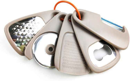 Kitchen Gadgets Set 5 Pieces, Space Saving Cooking Tools Kitchen Accessories-Garlic/Ginger Grinder, Cheese Grater, Vegetable/Fruit Peeler, Pizza Cutter, Bottle Opener, Gadgets Gift Set