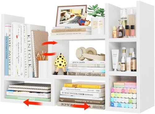 NUTIKAS Desk Shelves Desktop Organizer Shelf - White Office