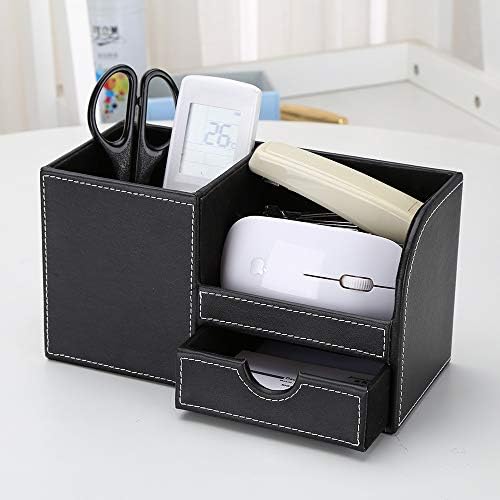 KINGFOM Desk Organizer Office Supplies Caddy Pu Leather Multi-function