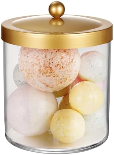 SheeChung 50 Oz Large Plastic Clear Apothecary Jar with Gold