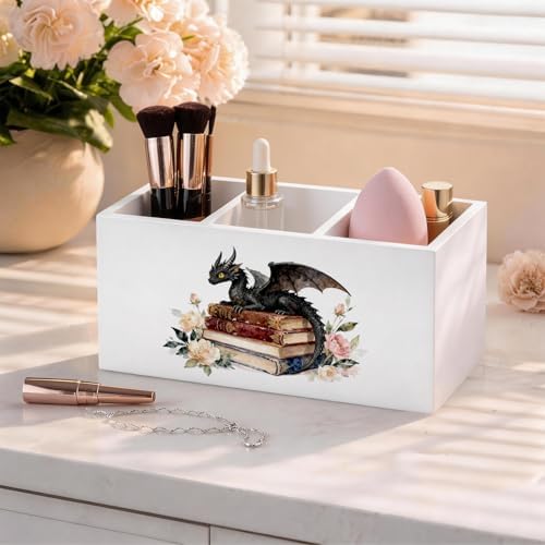 Black Dragon Floral Book Pen Holder Organizer Desk Decor, Book Lover