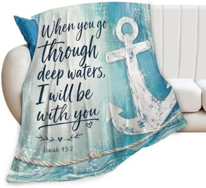 Dynova Christian Anchor Blanket Nautical Scripture Throw Faith Gift