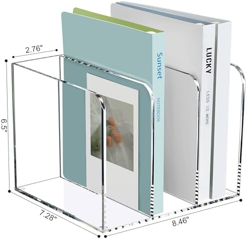 SANRUI Acrylic Magazine Holder Desk Organizer Workspace Sorter Clear 3