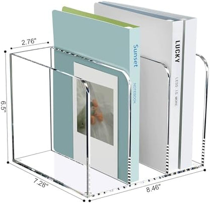 SANRUI Acrylic Magazine Holder Desk Organizer Workspace Sorter Clear 3