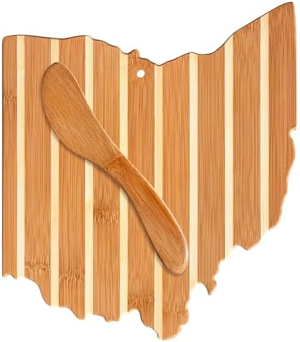 Totally Bamboo Ohio Charcuterie Board with Spreader Knife Gift Set