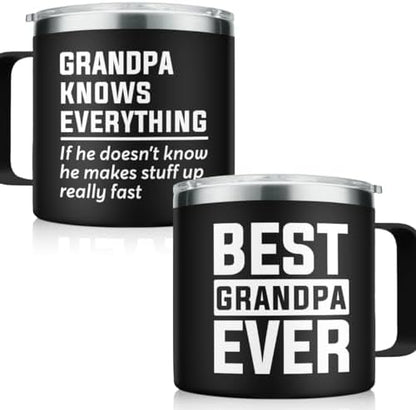 SANDJEST Grandpa Tumbler Insulated Coffee Mug with Handle 14oz Grandpa