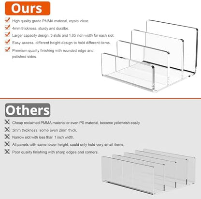 Richboom Acrylic File Sorter, 8.5"x6.3"x6.2", Upright File Organizer