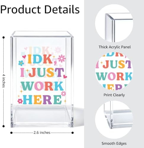 I Just Work Here Pen Holder for Desk, Cute Desk Accessories for Work