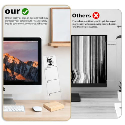Monitor Memo Board with Removable Wooden Base Acrylic Portable Sticky