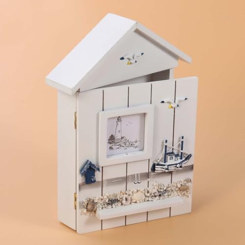 White Pine Key Box Wall Hanging Shelf with Bronze Hook Xmas