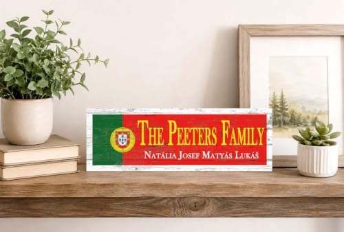 Wooden Portuguese Flag Sign - Custom Names - Personalized Portugal