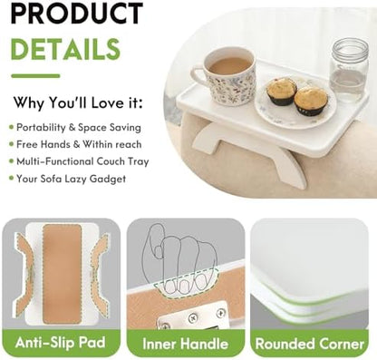 SINWANT Couch Arm Table,Bamboo Couch Arm Tray Clip on Sofa