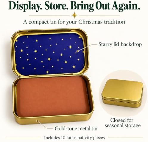 Mini Nativity in a Tin Box, Mini Nativity Set, Pocket Nativity