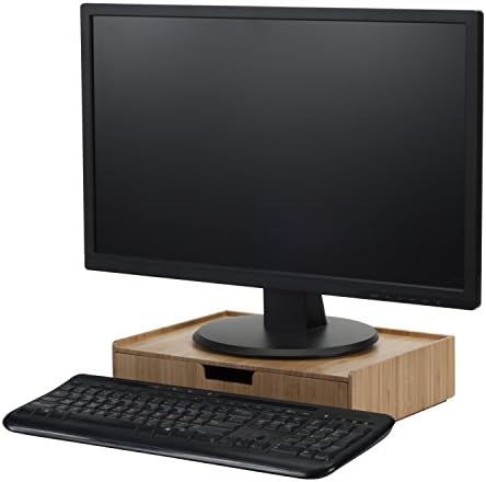 MobileVision Bamboo Drawer Large, Monitor Stand & Stackable Storage