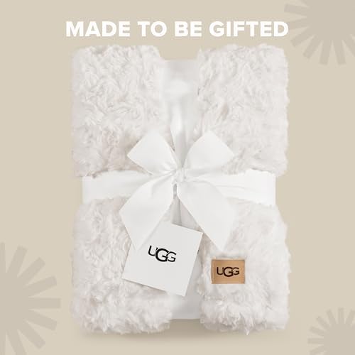 UGG Adalee Throw Blanket for Couch, Faux Fur Blanket, 50" x 70", White