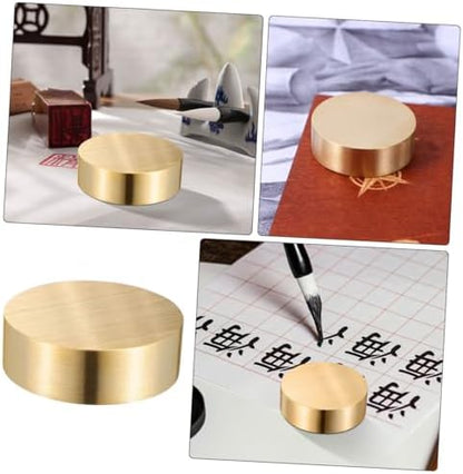 Brass Calligraphy Paperweights 2pcs for Office Desk Decor
